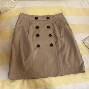 Club Monaco Button-Up Khaki Pleated Cotton Skirt NWOT